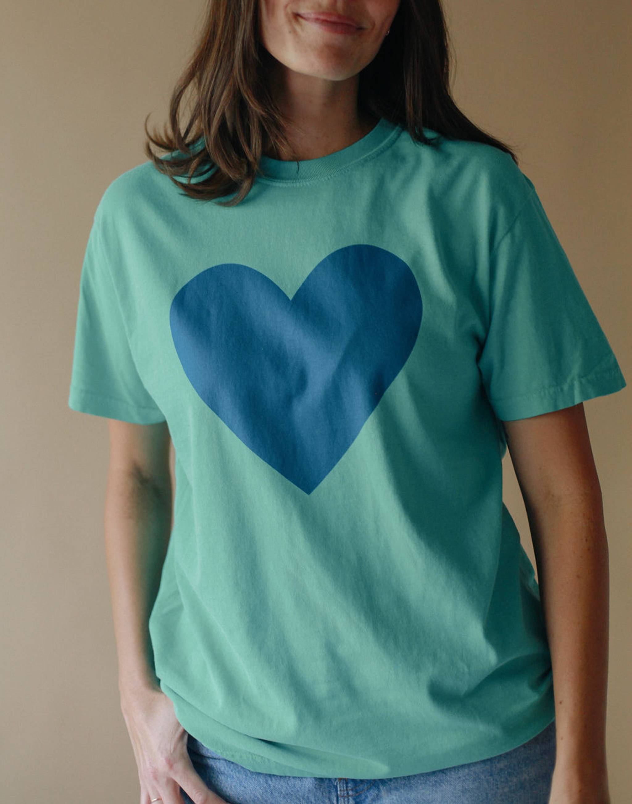 Joseph+Sue Big Heart, Island Green Vintage Wash T-Shirt