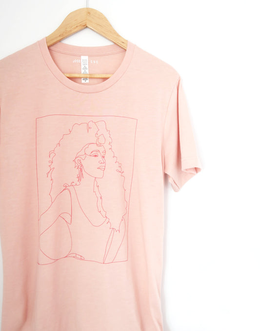 Whitney Houston Fan Art T-Shirt, Heather Peach