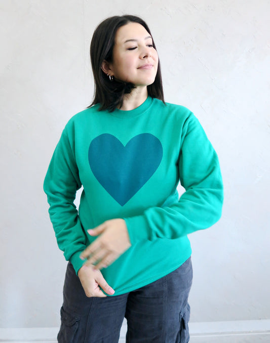 Big Heart, Green/Blue Colorways Sweater