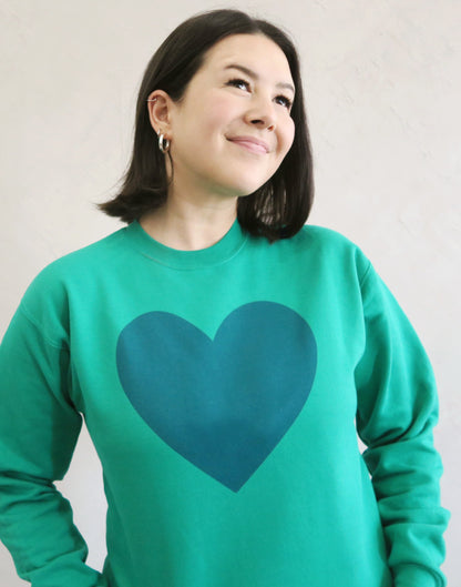Big Heart, Green/Blue Colorways Sweater
