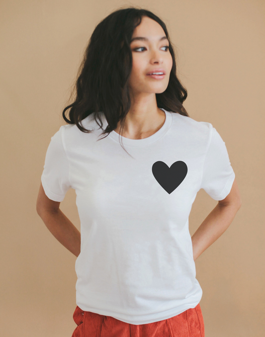 Black Heart Pocket Print T-Shirt