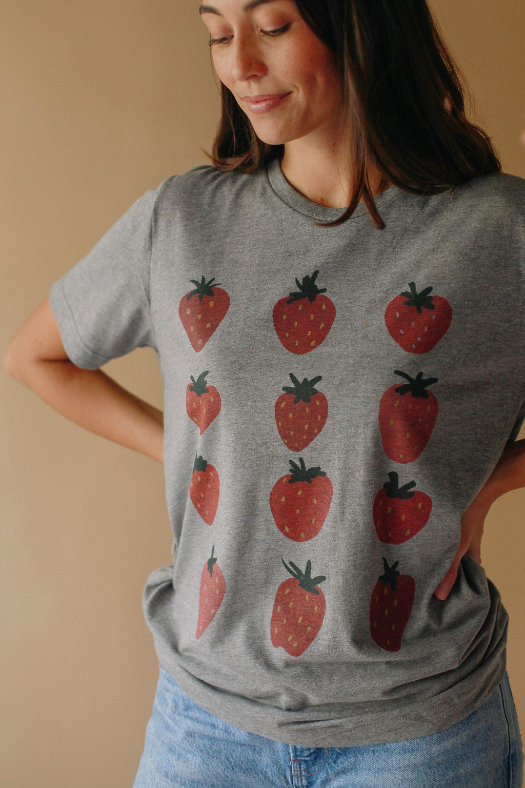Strawberries, Rainbow Speckled T-Shirt