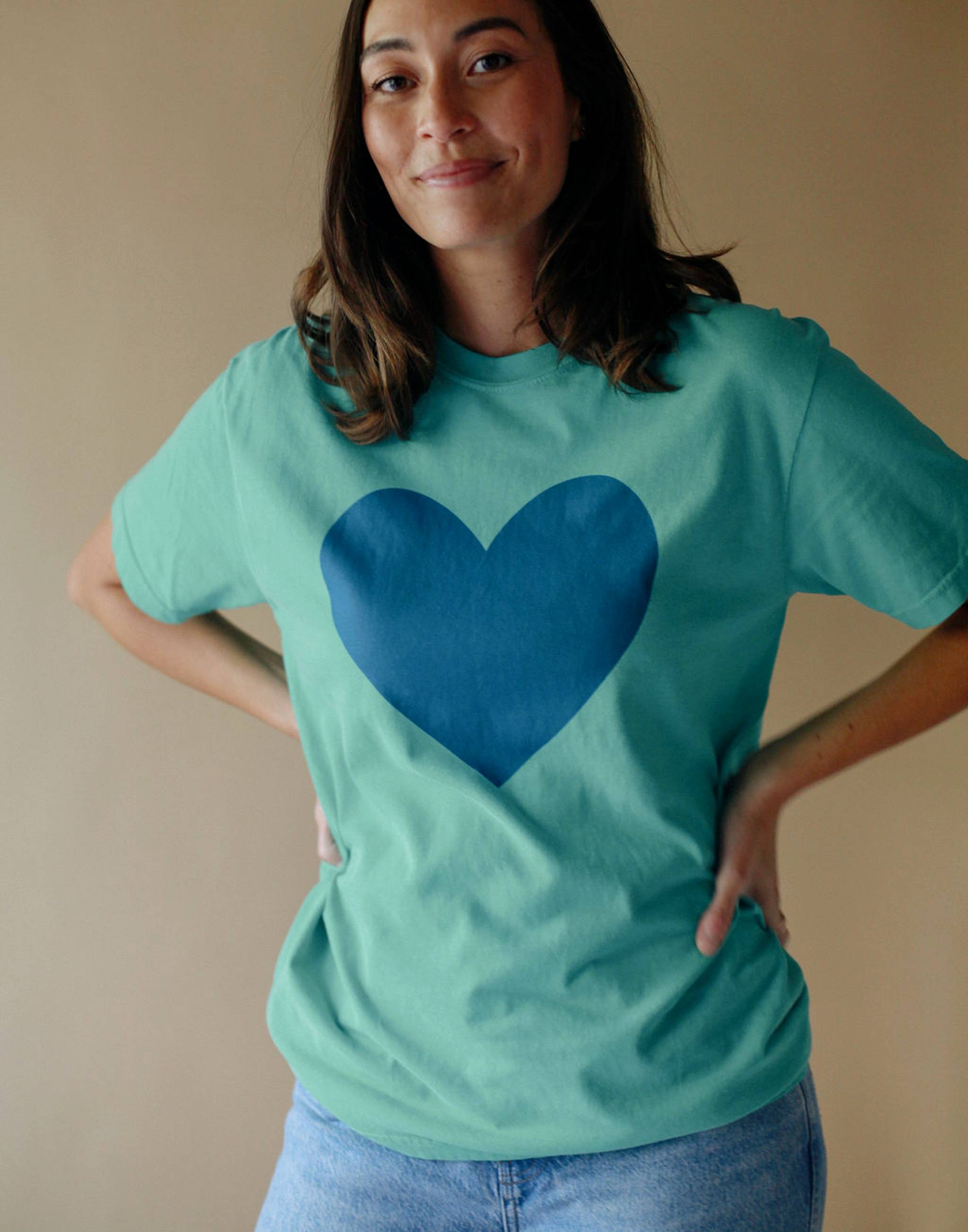 Joseph+Sue Big Heart, Island Green Vintage Wash T-Shirt