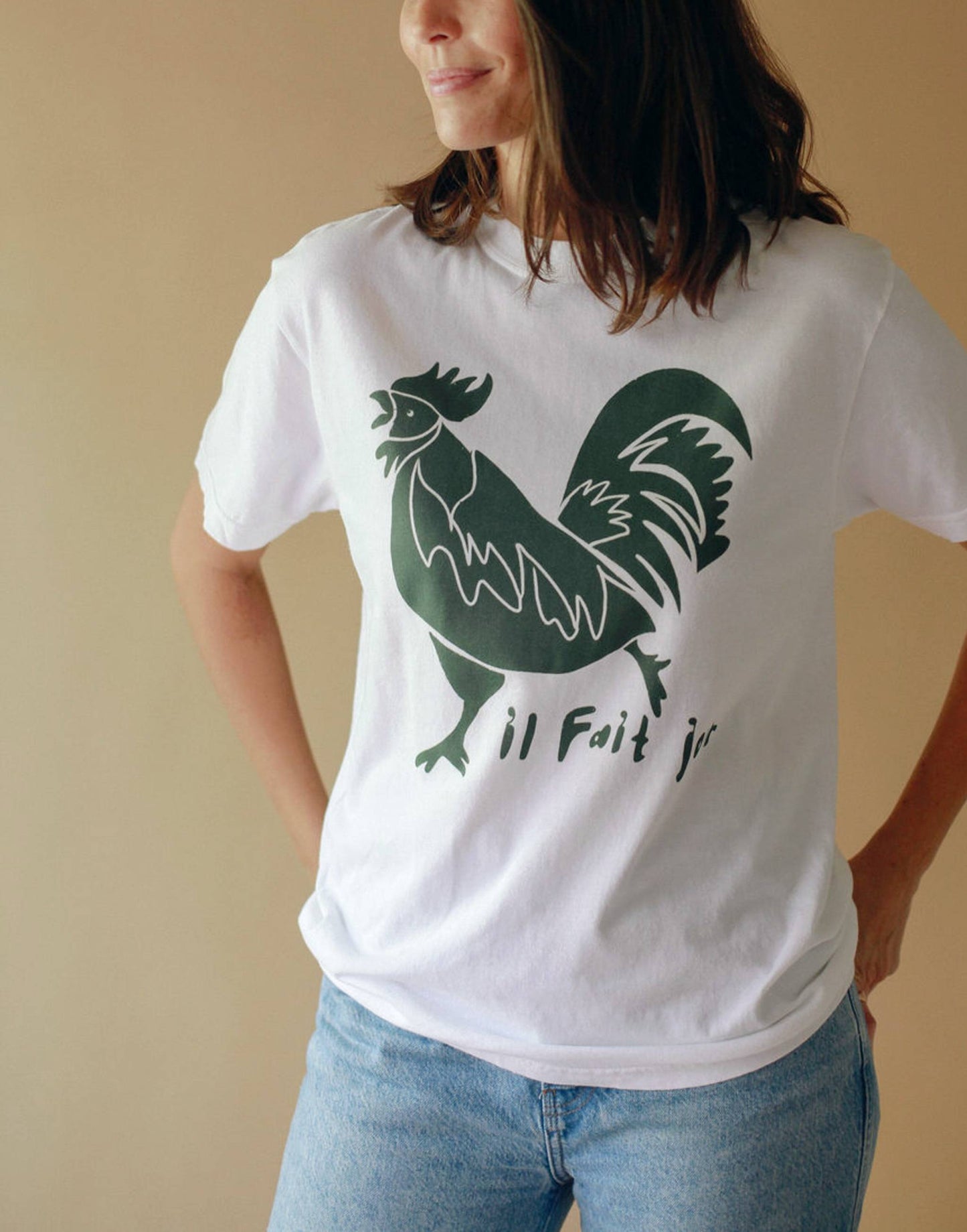 Sale- Il Fait Jour, Rooster Vintage Wash T-Shirt, MEDIUM