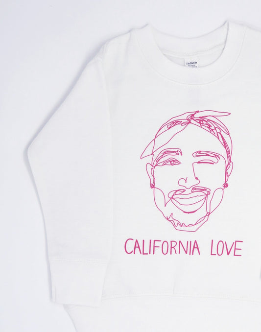 Sale- California Love Tupac Kids Sweatshirt, Pink colorways, Light Gray/2T