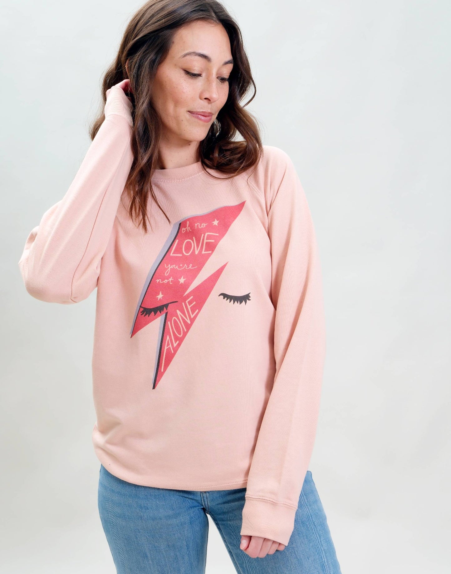 Bowie Love Lightweight Sweatshirt, Peachy Rose
