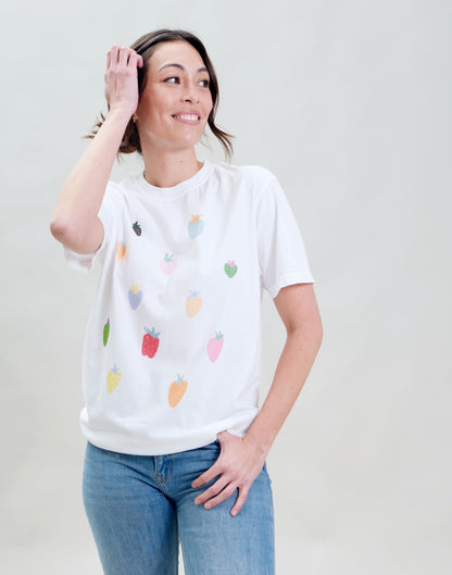 Sale- Strawberry Milk Tee, Vintage Wash T-Shirt, AS-IS LARGE