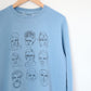 3x3 Oversized 90's Crewneck Sweater, Vintage Summer Blue
